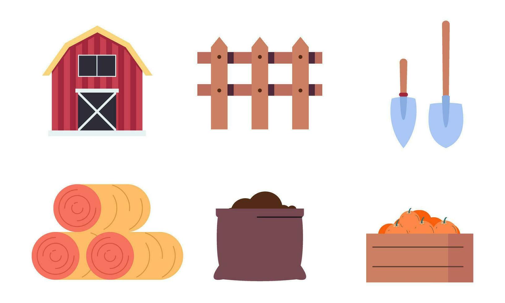Set of farm house and nature elements logo vector