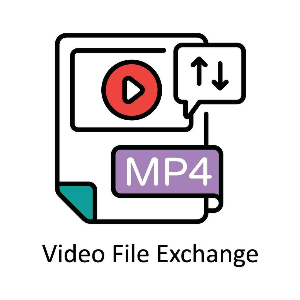 Video File Exchange Vector  Fill outline Icon Design illustration. Online streaming Symbol on White background EPS 10 File