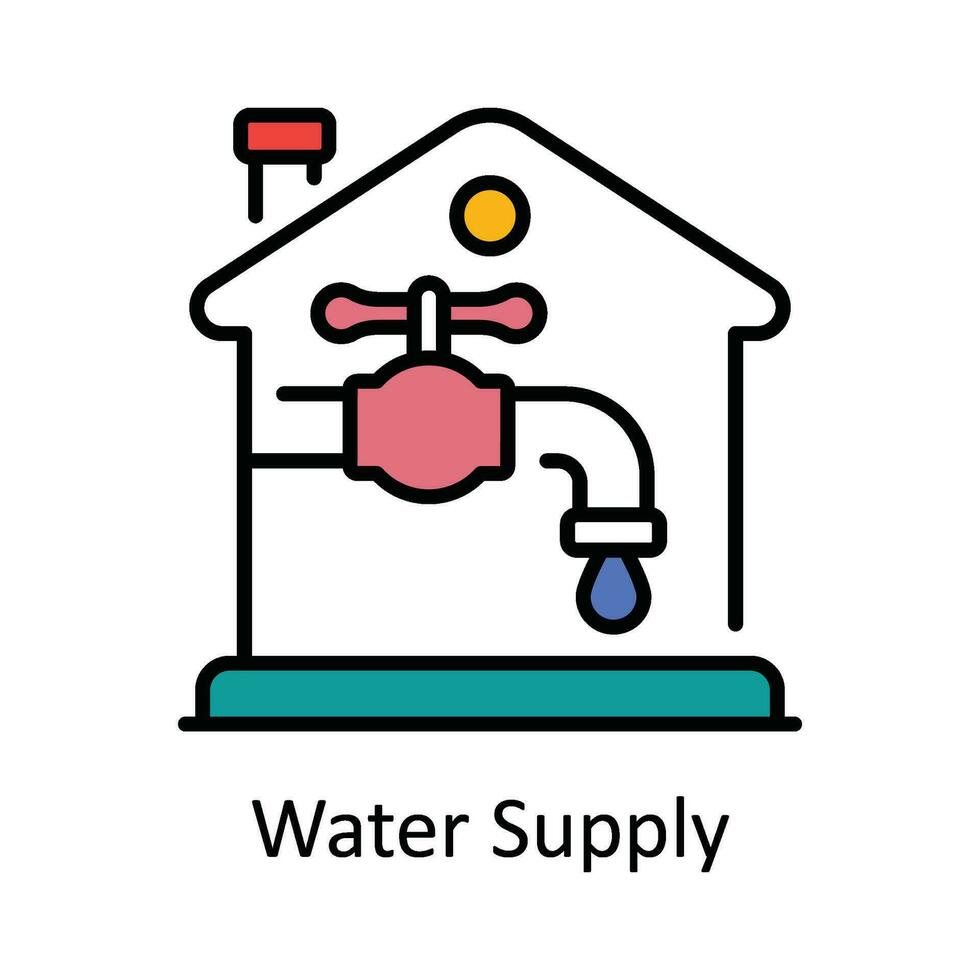 Water Supply Vector Fill outline Icon Design illustration. Home Repair And Maintenance Symbol on White background EPS 10 File