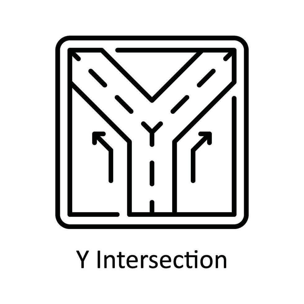 Y Intersection Vector  outline Icon Design illustration. Map and Navigation Symbol on White background EPS 10 File