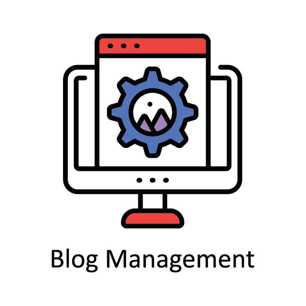 Blog Management Vector  Fill outline Icon Design illustration. Online streaming Symbol on White background EPS 10 File