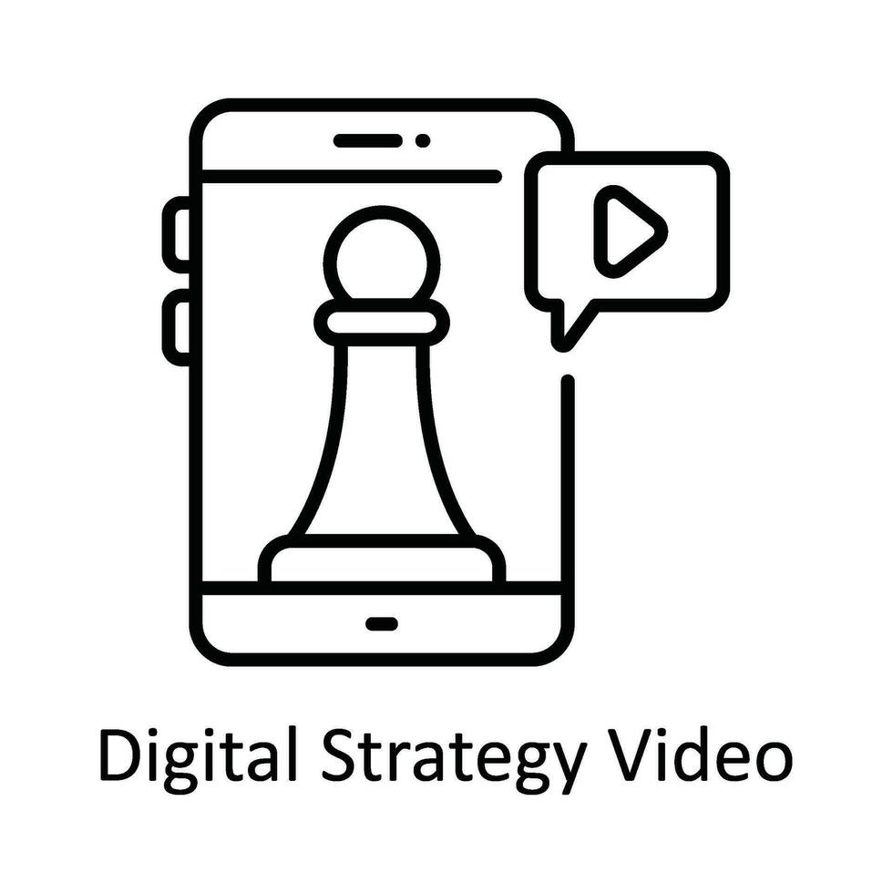 Digital Strategy Video Vector   outline Icon Design illustration. Online streaming Symbol on White background EPS 10 File