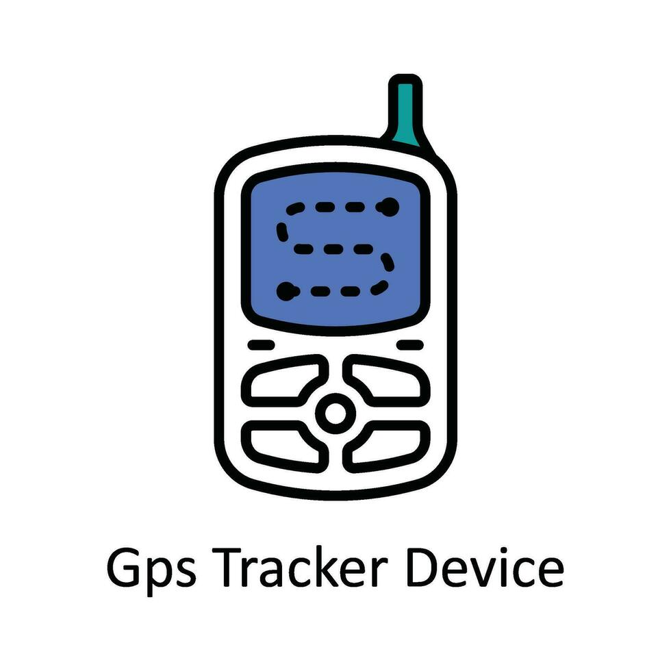 Gps Tracker Device Vector Fill outline Icon Design illustration. Map and Navigation Symbol on White background EPS 10 File