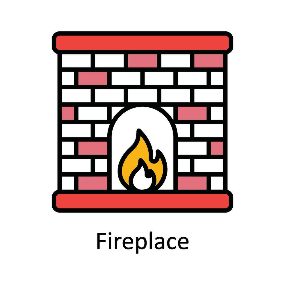 Fireplace Vector Fill outline Icon Design illustration. Home Repair And Maintenance Symbol on White background EPS 10 File