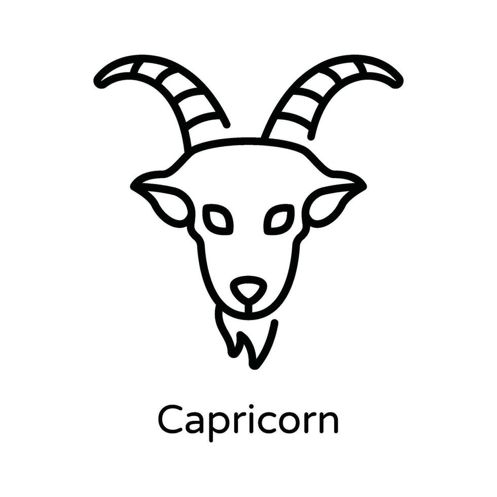 Capricorn Vector  outline Icon Design illustration. Astrology And Zodiac Signs Symbol on White background EPS 10 File