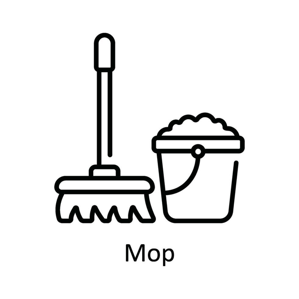 Mop Vector  outline Icon Design illustration. Home Repair And Maintenance Symbol on White background EPS 10 File