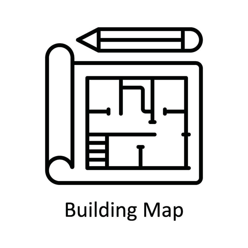 Building Map Vector  outline Icon Design illustration. Map and Navigation Symbol on White background EPS 10 File