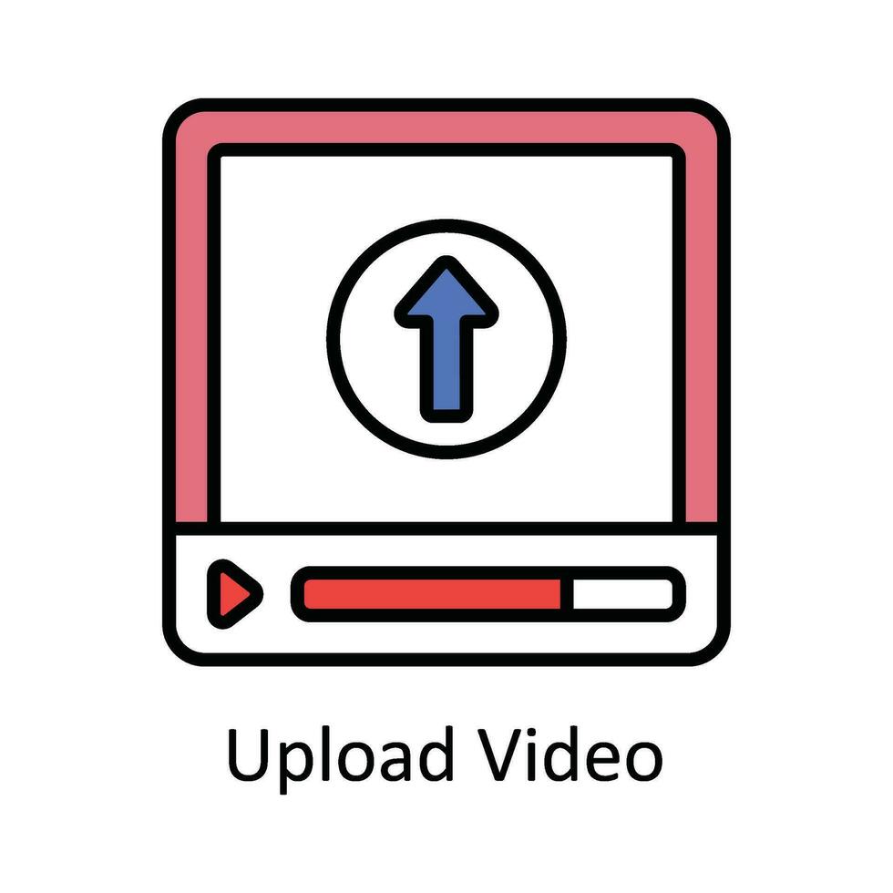 Upload Video Vector  Fill outline Icon Design illustration. Online streaming Symbol on White background EPS 10 File