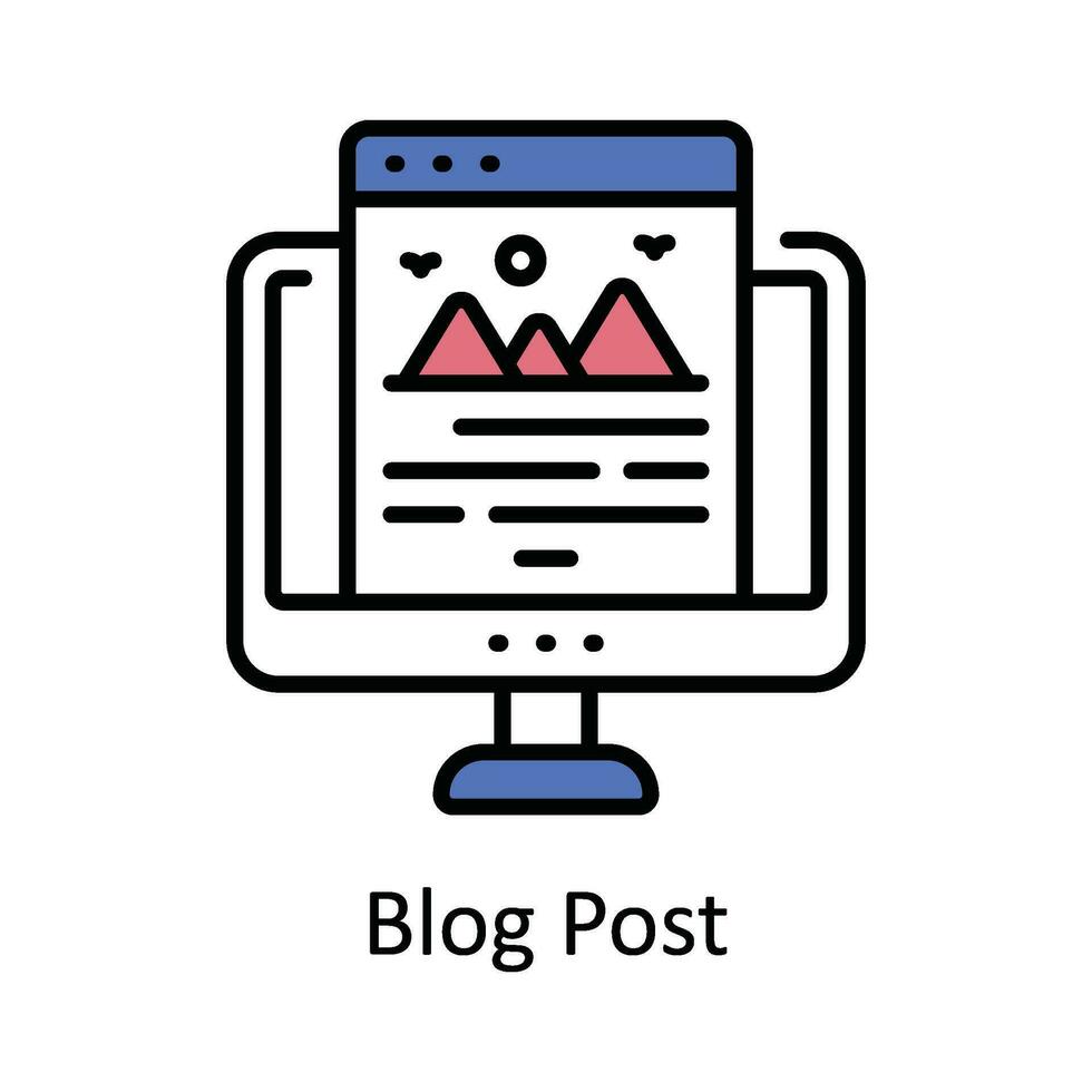 Blog Post Vector  Fill outline Icon Design illustration. Online streaming Symbol on White background EPS 10 File