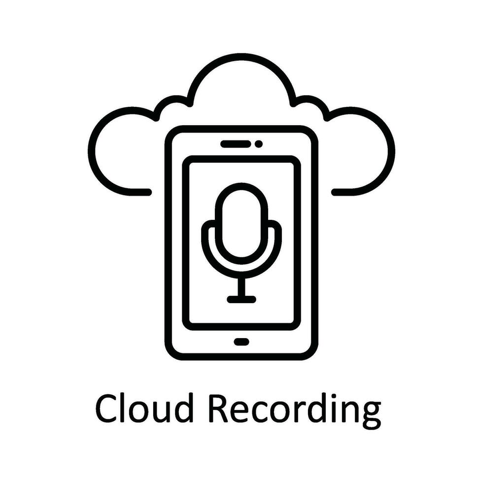Cloud Recording Vector   outline Icon Design illustration. Online streaming Symbol on White background EPS 10 File