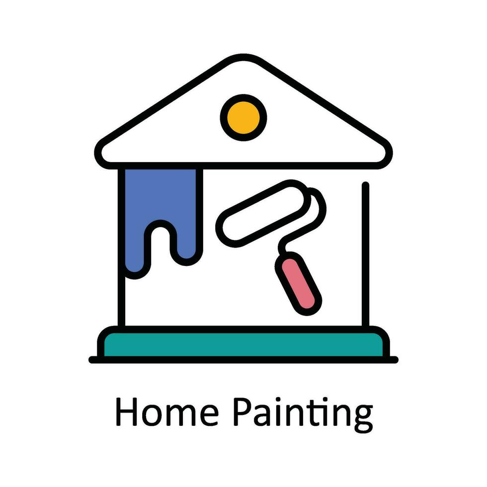 Home Painting Vector Fill outline Icon Design illustration. Home Repair And Maintenance Symbol on White background EPS 10 File