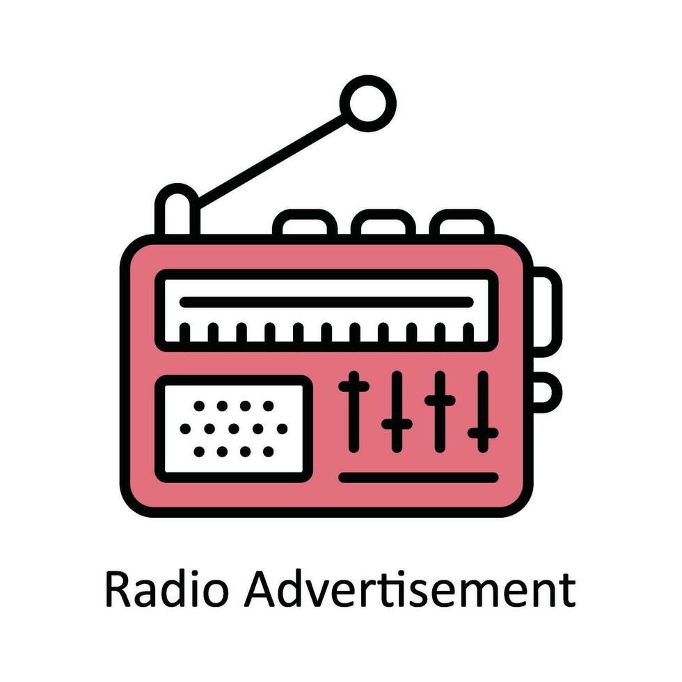 Radio Advertisement Vector Fill outline Icon Design illustration. Digital Marketing  Symbol on White background EPS 10 File