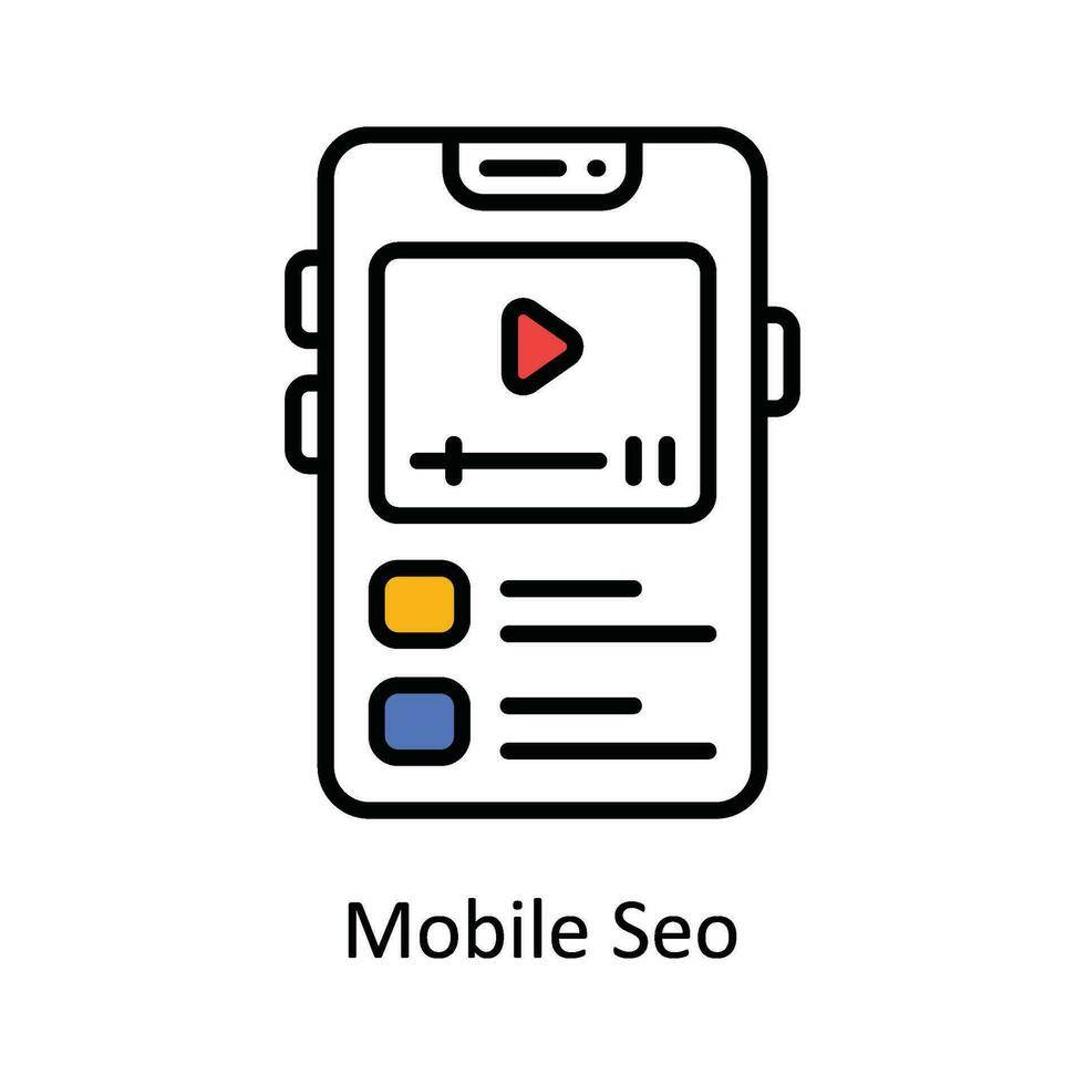 Mobile Seo Vector Fill outline Icon Design illustration. Digital Marketing  Symbol on White background EPS 10 File