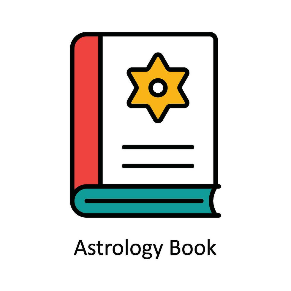 Astrology Book Vector Fill outline Icon Design illustration. Astrology And Zodiac Signs Symbol on White background EPS 10 File