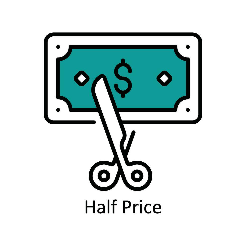 Half Price Vector Fill outline Icon Design illustration. Product Management Symbol on White background EPS 10 File