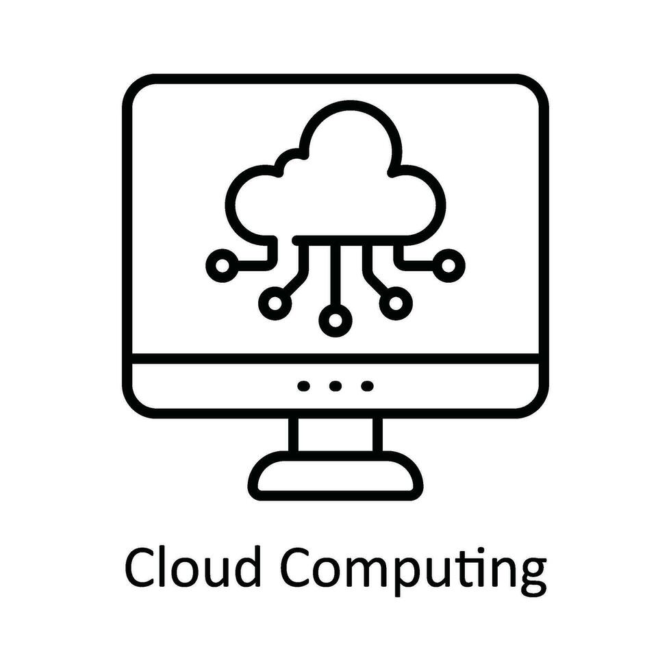 Cloud Computing Vector  outline Icon Design illustration. Smart Industries Symbol on White background EPS 10 File