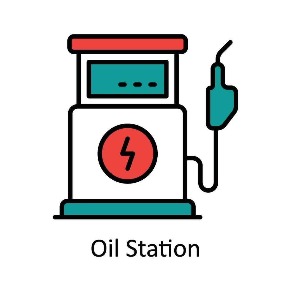 Oil Station Vector Fill outline Icon Design illustration. Smart Industries Symbol on White background EPS 10 File