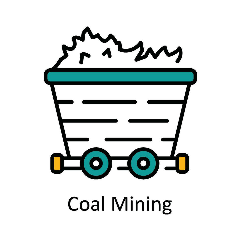 Coal Mining Vector Fill outline Icon Design illustration. Smart Industries Symbol on White background EPS 10 File