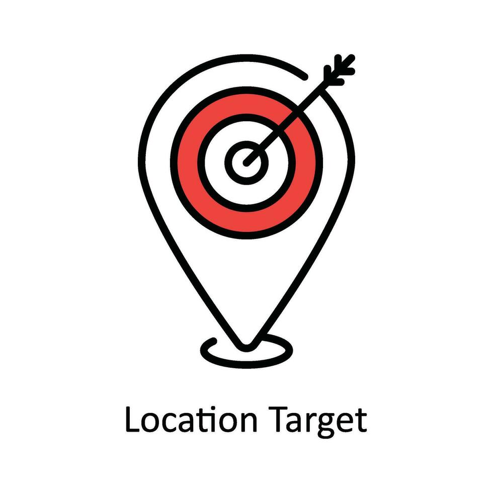 Location Target Vector Fill outline Icon Design illustration. Digital Marketing  Symbol on White background EPS 10 File