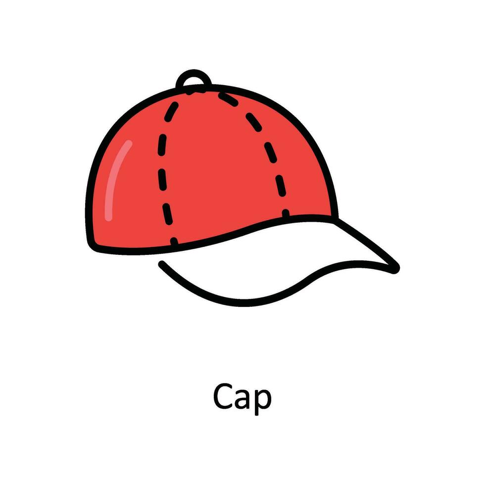 Cap Vector Fill outline Icon Design illustration. Travel and Hotel Symbol on White background EPS 10 File