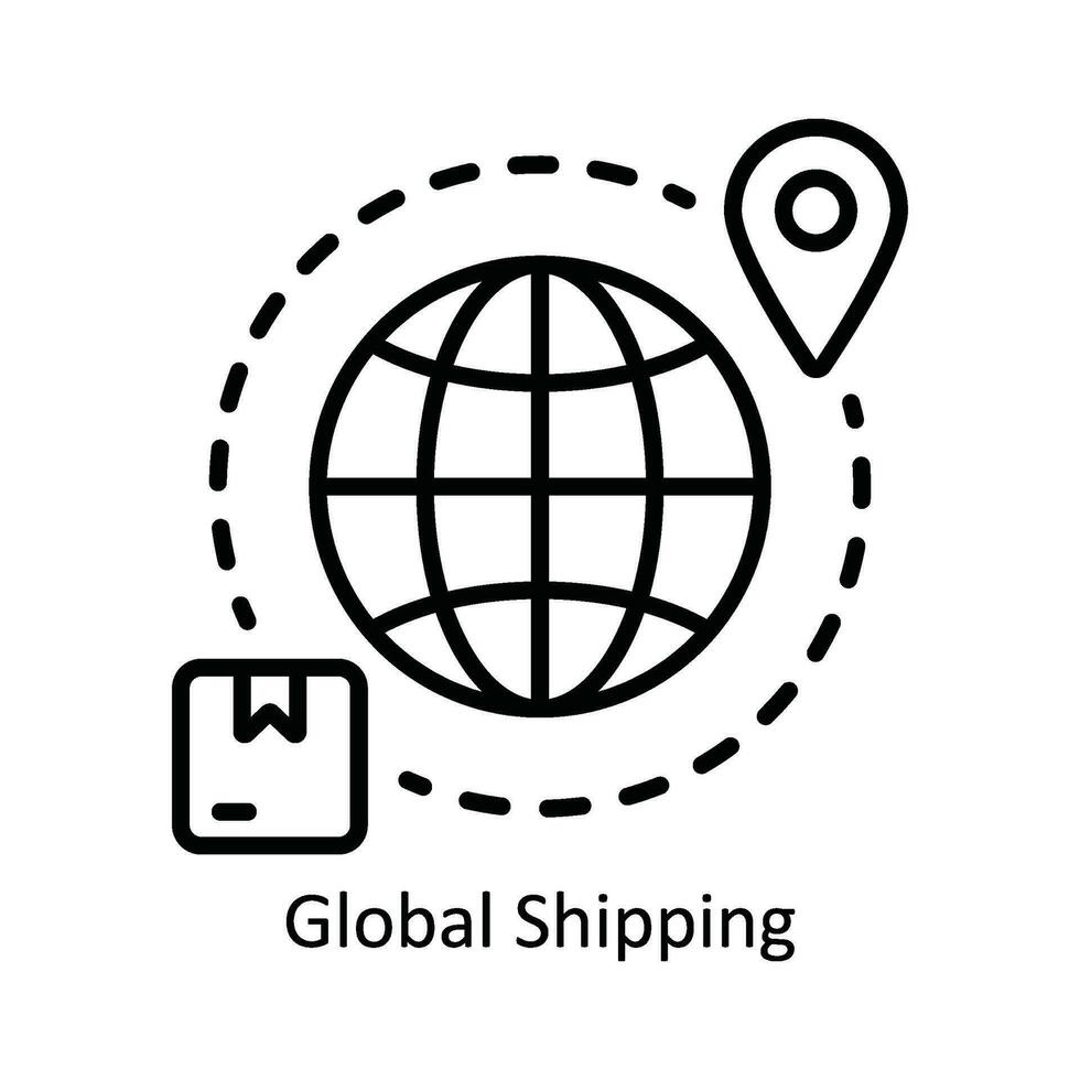 Global Shipping Vector  outline Icon Design illustration. Product Management Symbol on White background EPS 10 File