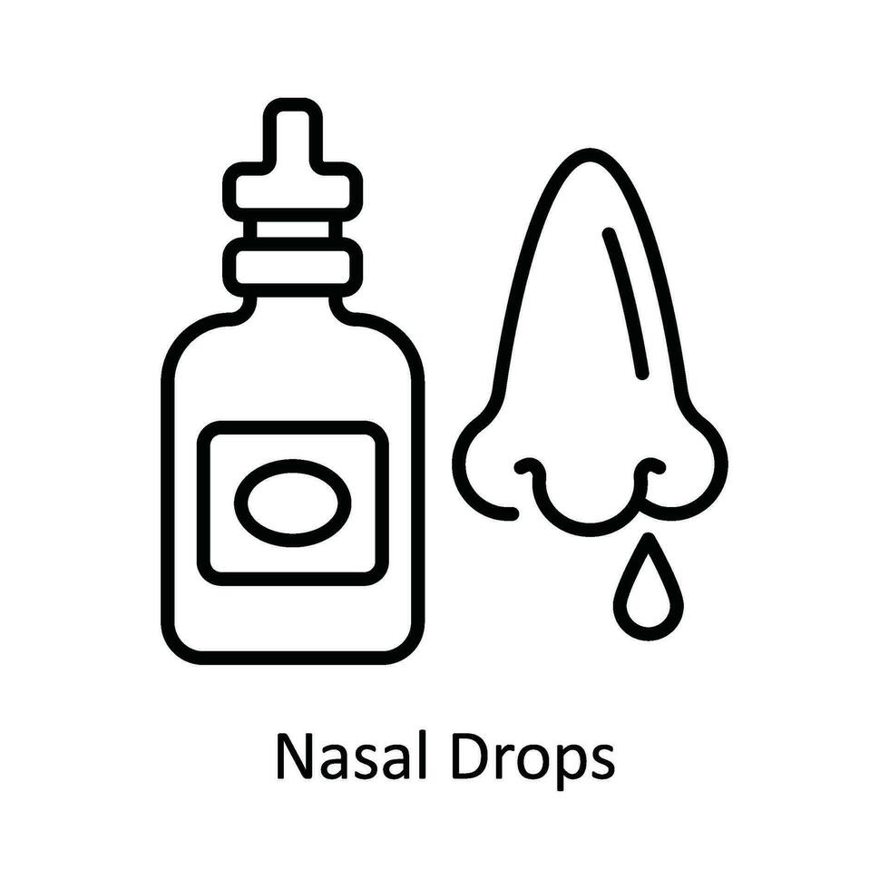 nasal gotas vector contorno icono diseño ilustración. farmacia símbolo en blanco antecedentes eps 10 archivo