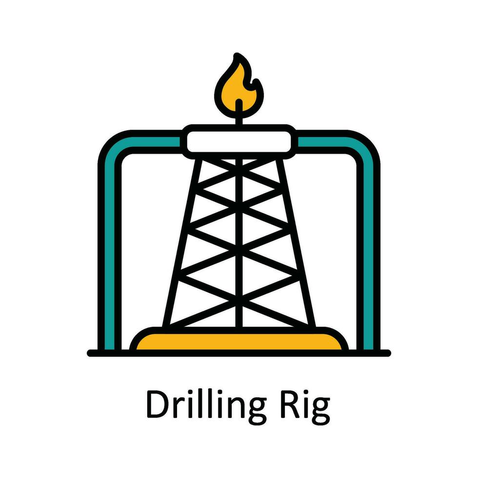 Drilling Rig Vector Fill outline Icon Design illustration. Smart Industries Symbol on White background EPS 10 File
