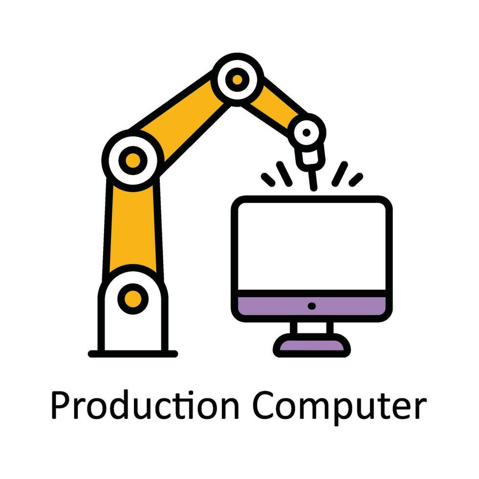 producción computadora vector llenar contorno icono diseño ilustración. inteligente industrias símbolo en blanco antecedentes eps 10 archivo