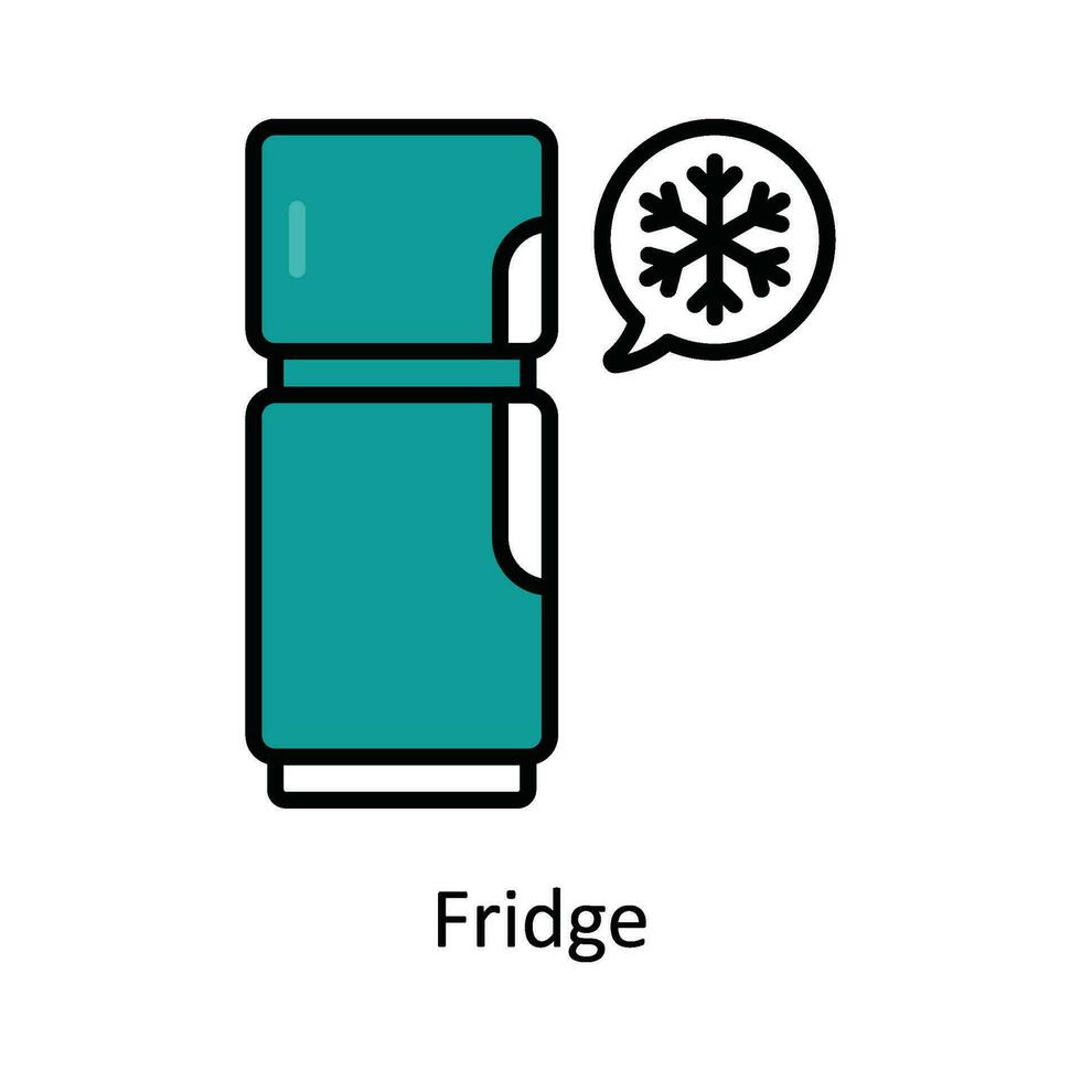 Fridge Vector Fill outline Icon Design illustration. Travel and Hotel Symbol on White background EPS 10 File