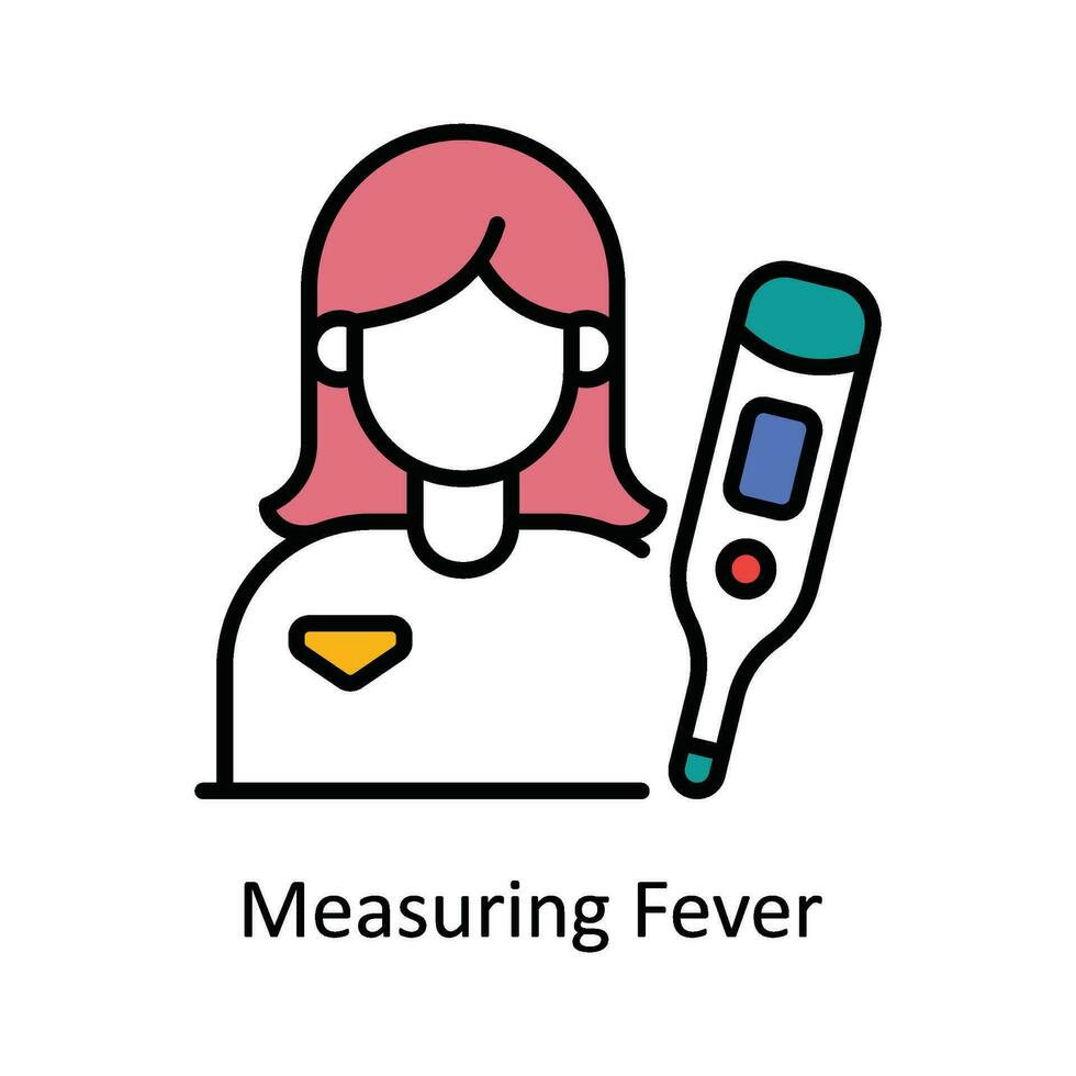 Measuring Fever Vector Fill outline Icon Design illustration. Pharmacy  Symbol on White background EPS 10 File