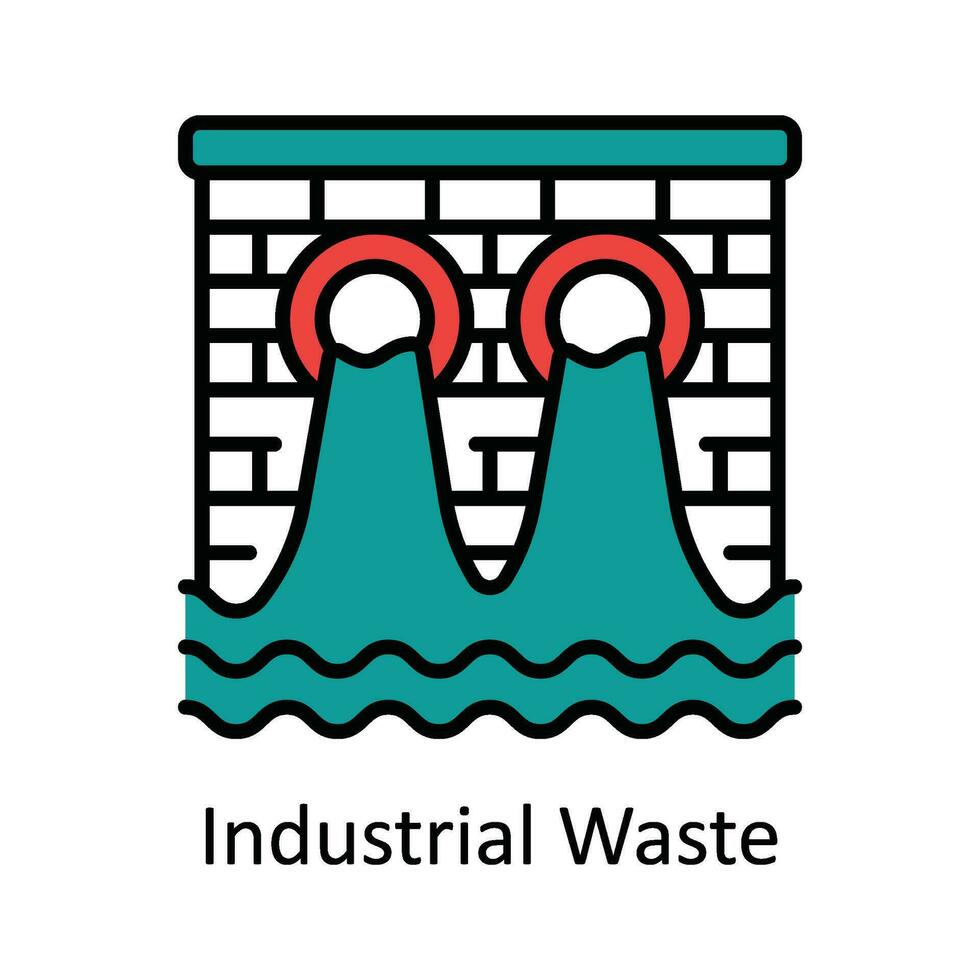 Industrial Waste Vector Fill outline Icon Design illustration. Smart Industries Symbol on White background EPS 10 File