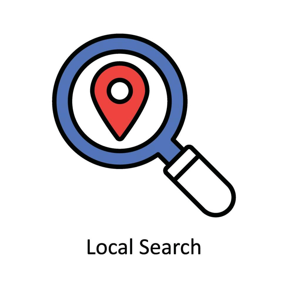 Local Search Vector Fill outline Icon Design illustration. Digital Marketing  Symbol on White background EPS 10 File