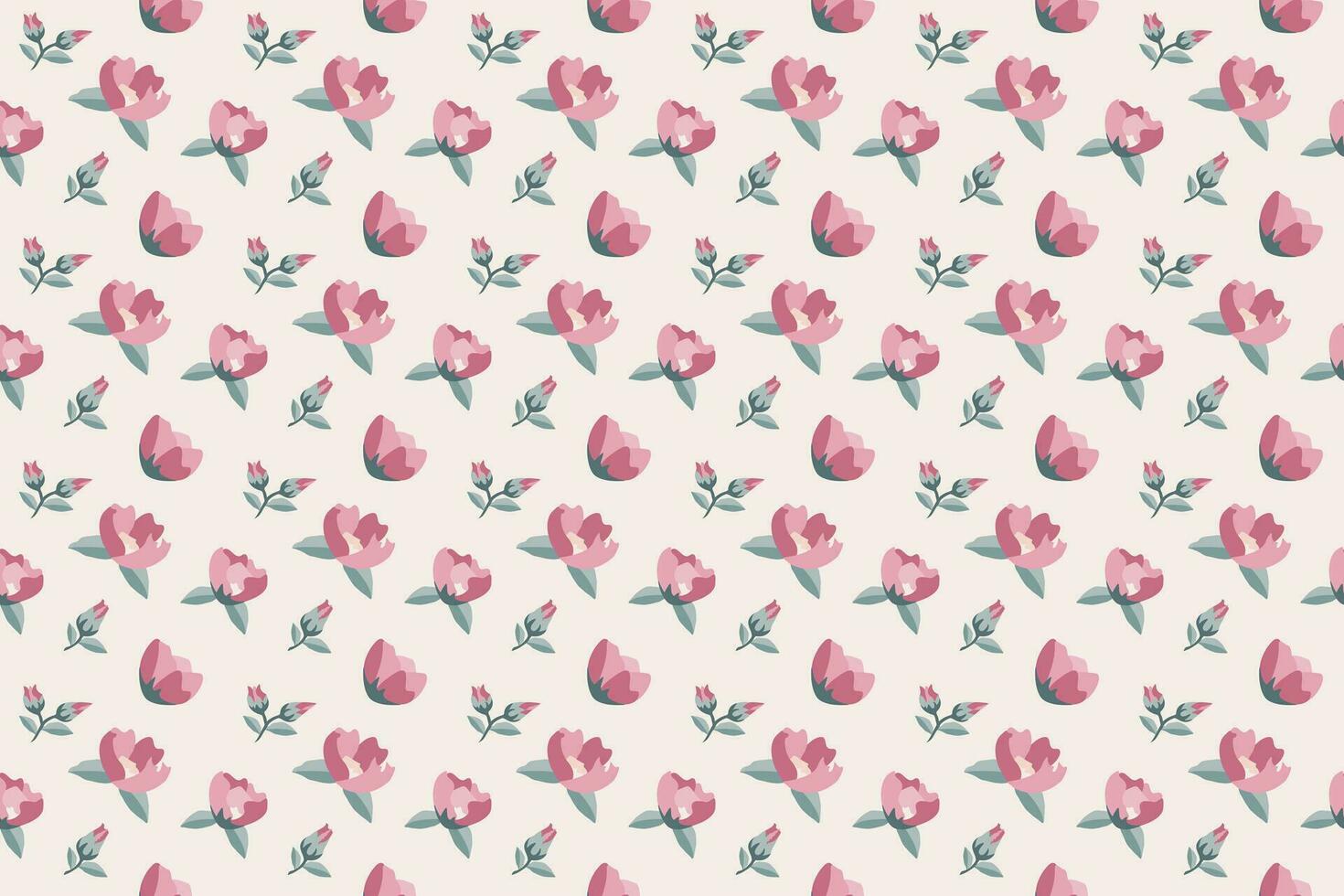 A tiny red rose flower as vintage seamless pattern vector