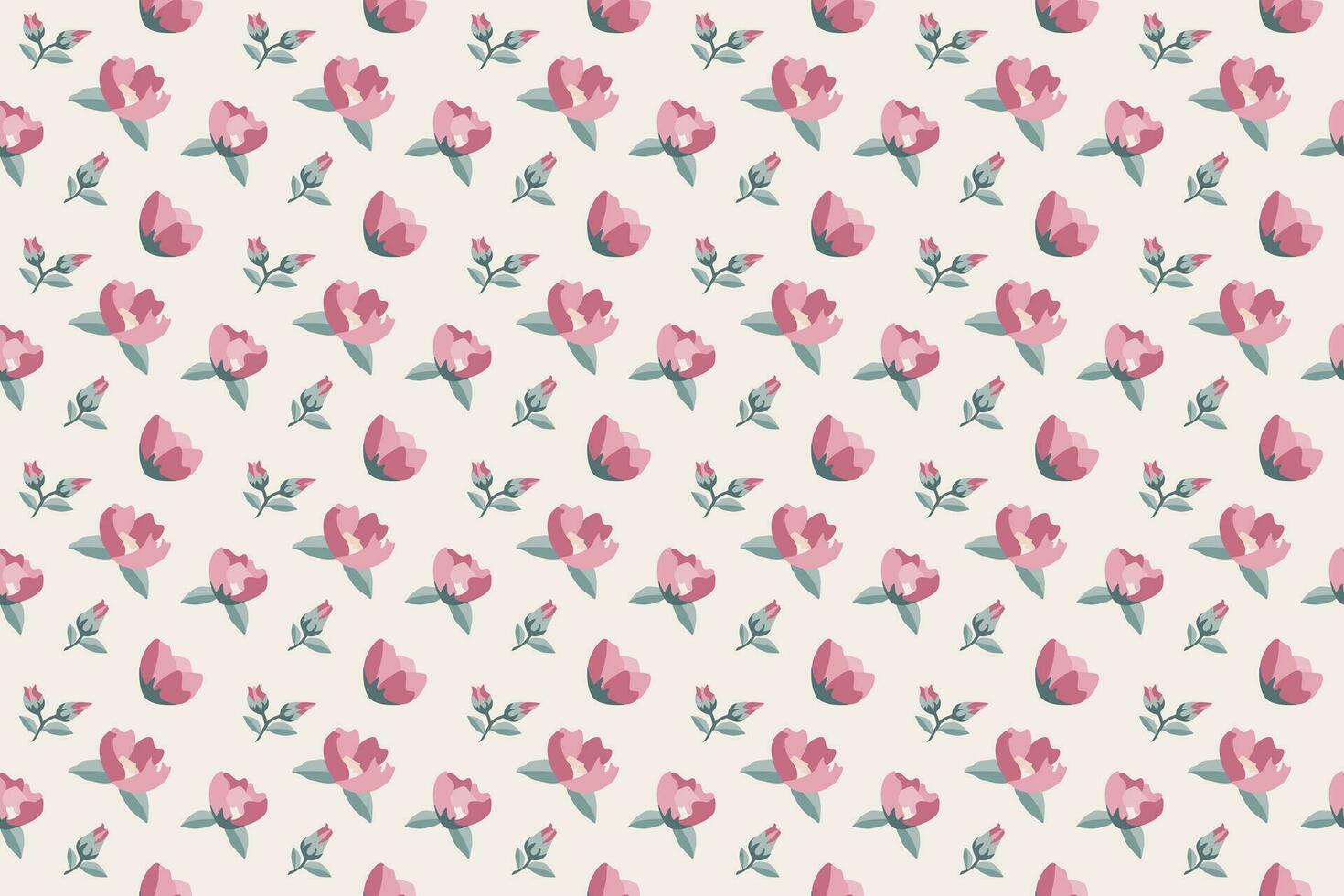 A tiny red rose flower as vintage seamless pattern vector