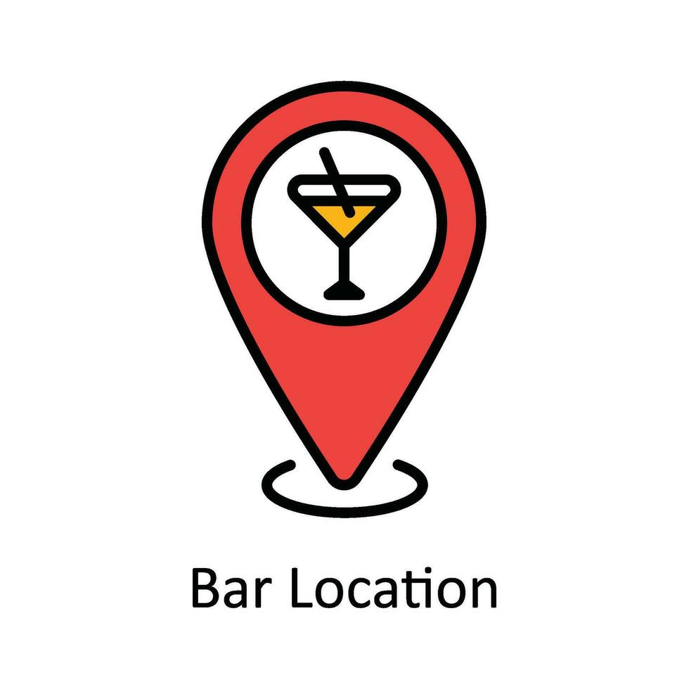 Bar Location Vector Fill outline Icon Design illustration. Map and Navigation Symbol on White background EPS 10 File