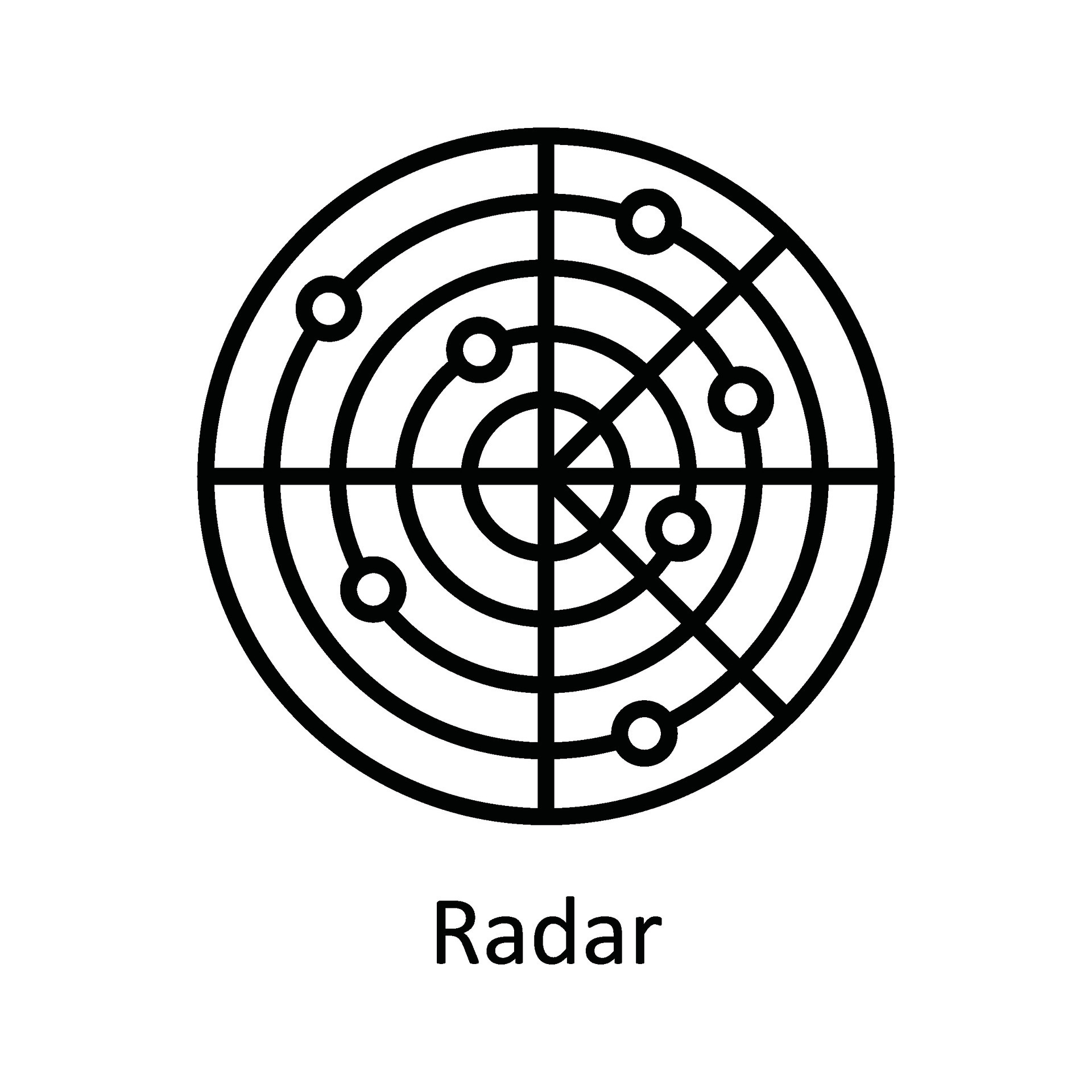 Radar Vector outline Icon Design illustration. Map and Navigation