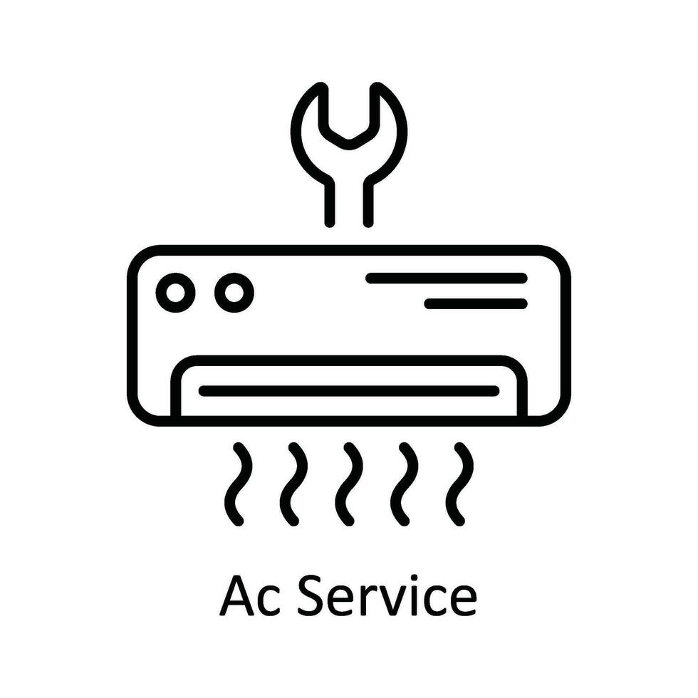 Ac Service Vector  outline Icon Design illustration. Home Repair And Maintenance Symbol on White background EPS 10 File