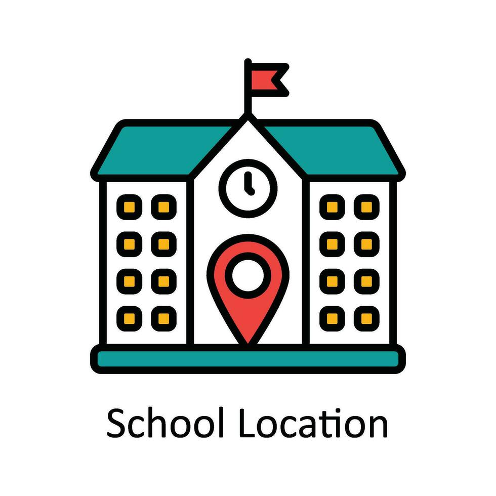 School Location Vector Fill outline Icon Design illustration. Map and Navigation Symbol on White background EPS 10 File