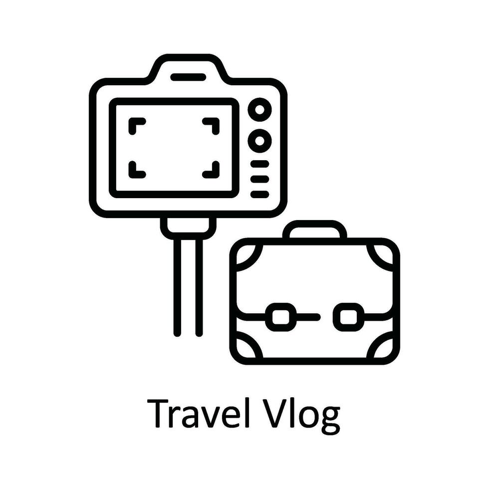 Travel Vlog Vector   outline Icon Design illustration. Online streaming Symbol on White background EPS 10 File
