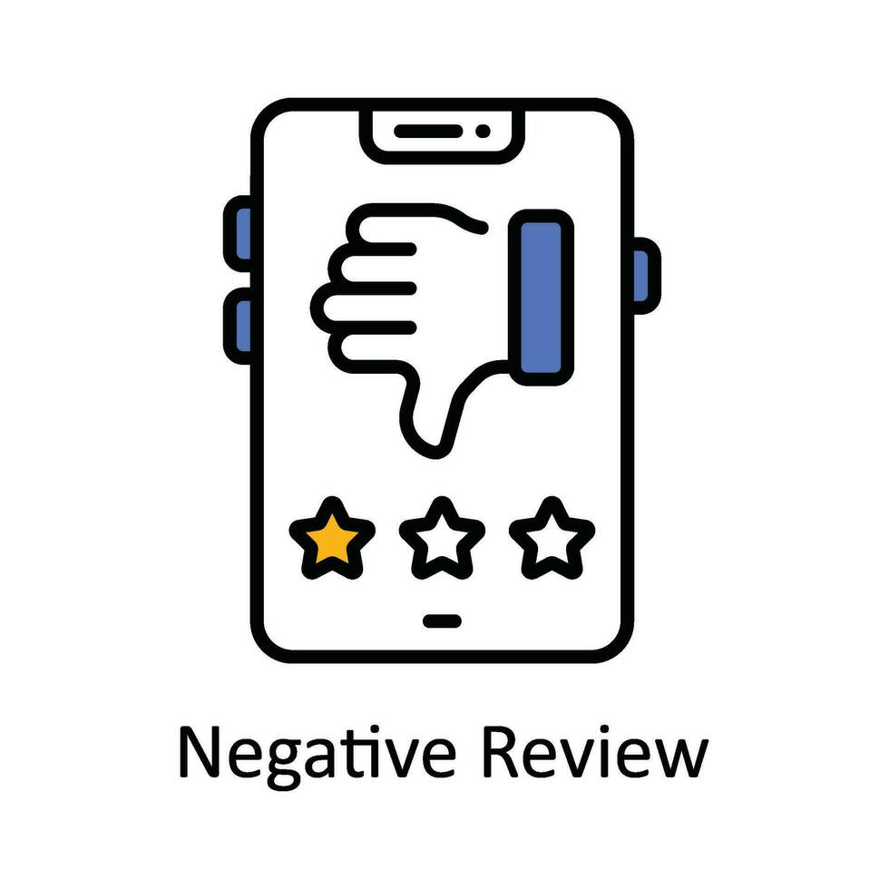 Negative Review Vector  Fill outline Icon Design illustration. Online streaming Symbol on White background EPS 10 File