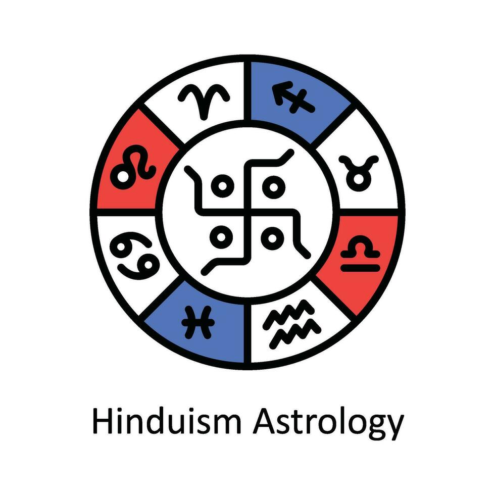 Hinduism Astrology Vector Fill outline Icon Design illustration. Astrology And Zodiac Signs Symbol on White background EPS 10 File