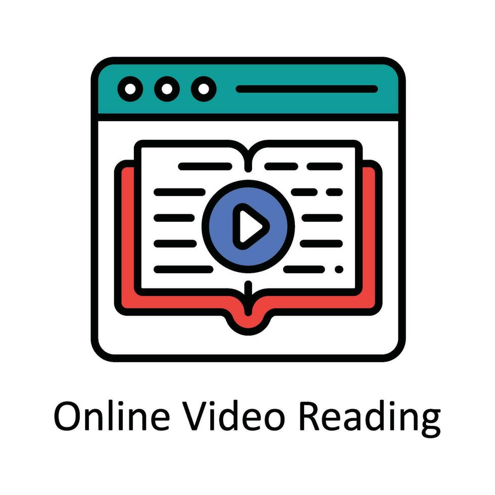 Online Video Reading Vector  Fill outline Icon Design illustration. Online streaming Symbol on White background EPS 10 File