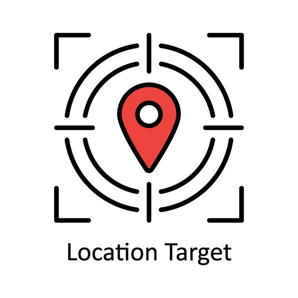 Location Target Vector Fill outline Icon Design illustration. Map and Navigation Symbol on White background EPS 10 File