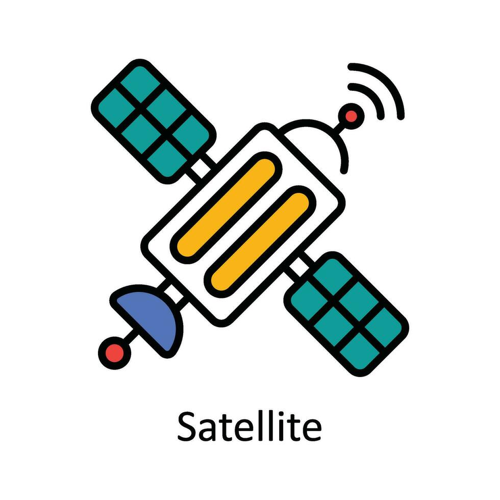 satélite vector llenar contorno icono diseño ilustración. mapa y navegación símbolo en blanco antecedentes eps 10 archivo