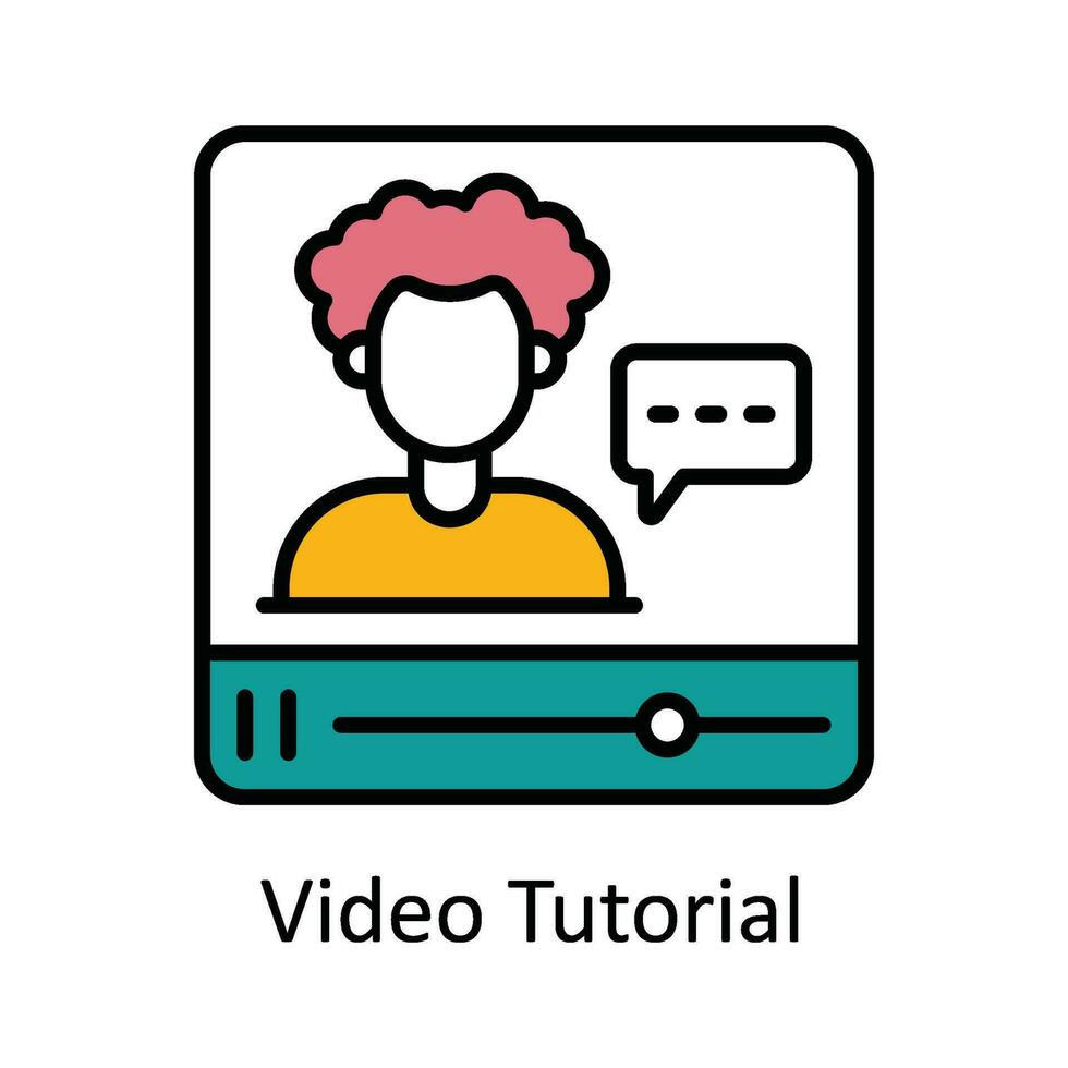 Video Tutorial Vector  Fill outline Icon Design illustration. Online streaming Symbol on White background EPS 10 File