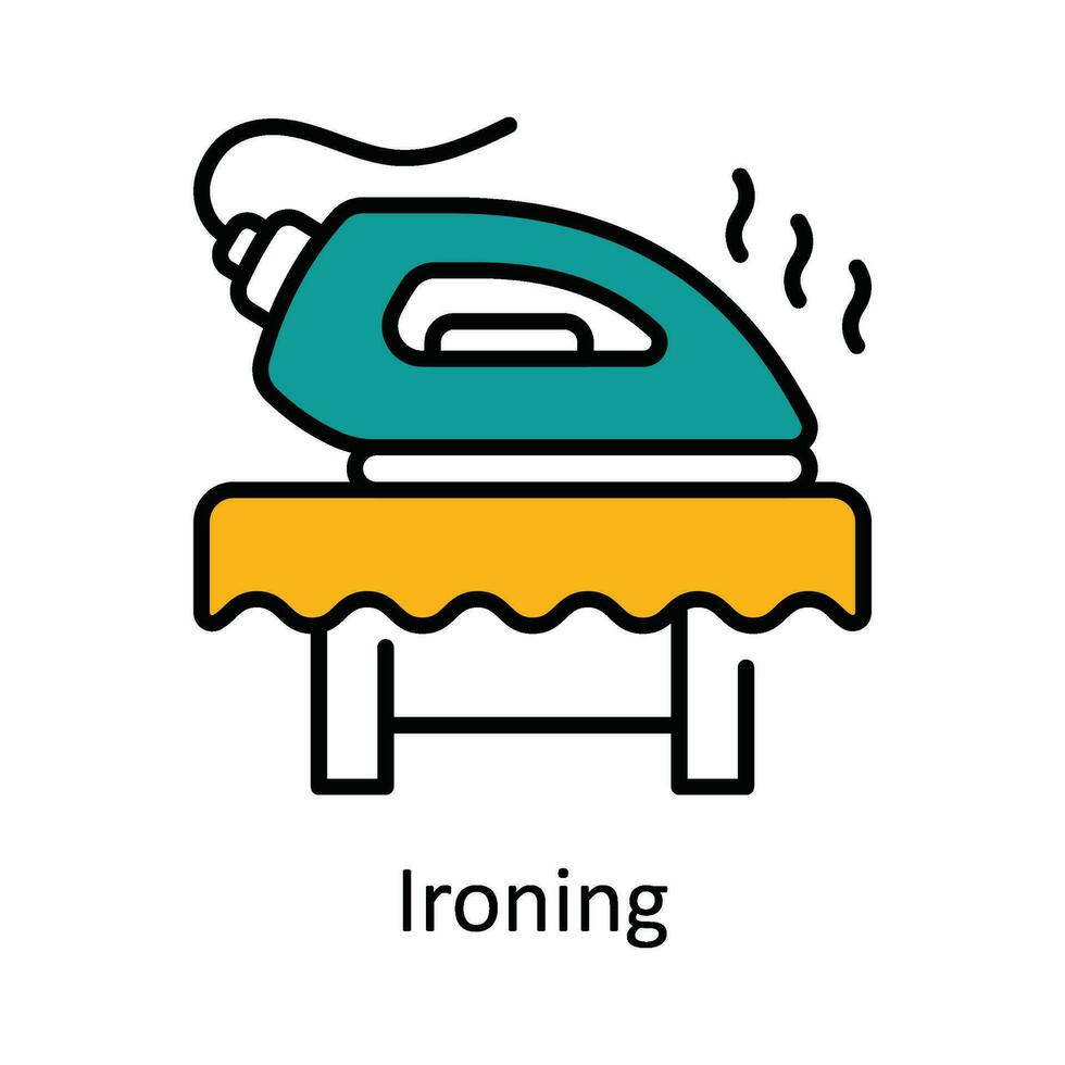 Ironing Vector Fill outline Icon Design illustration. Home Repair And Maintenance Symbol on White background EPS 10 File