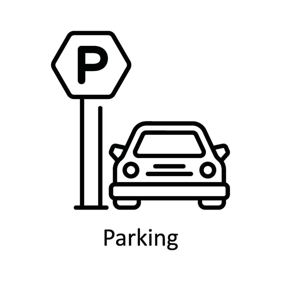 Parking Vector  outline Icon Design illustration. Map and Navigation Symbol on White background EPS 10 File