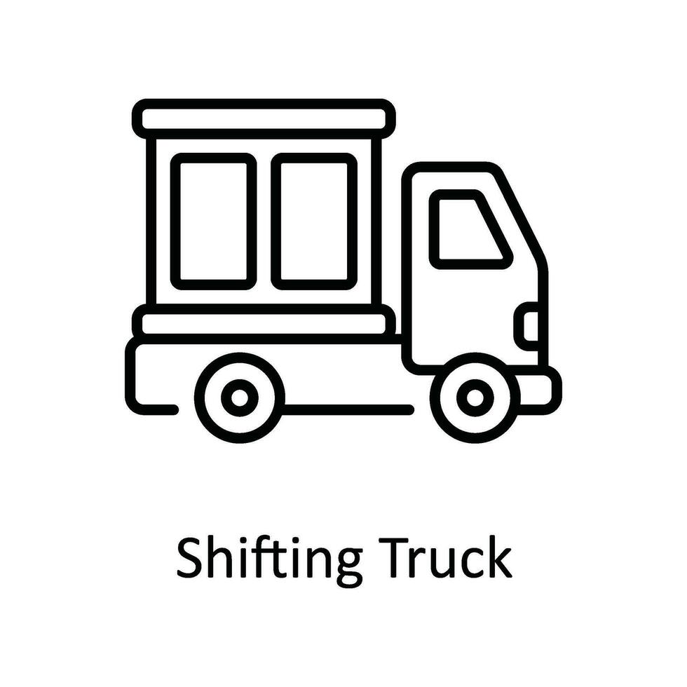 cambiando camión vector contorno icono diseño ilustración. hogar reparar y mantenimiento símbolo en blanco antecedentes eps 10 archivo