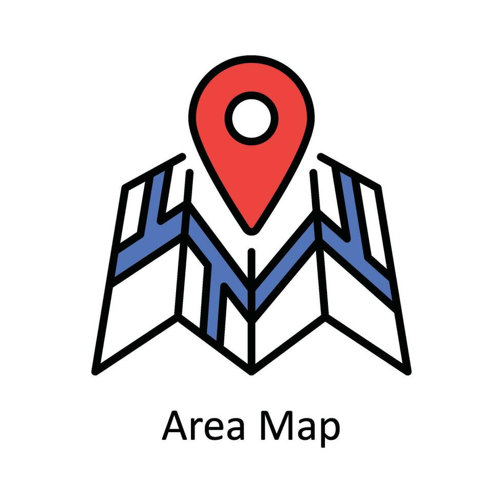 Area Map Vector Fill outline Icon Design illustration. Map and Navigation Symbol on White background EPS 10 File