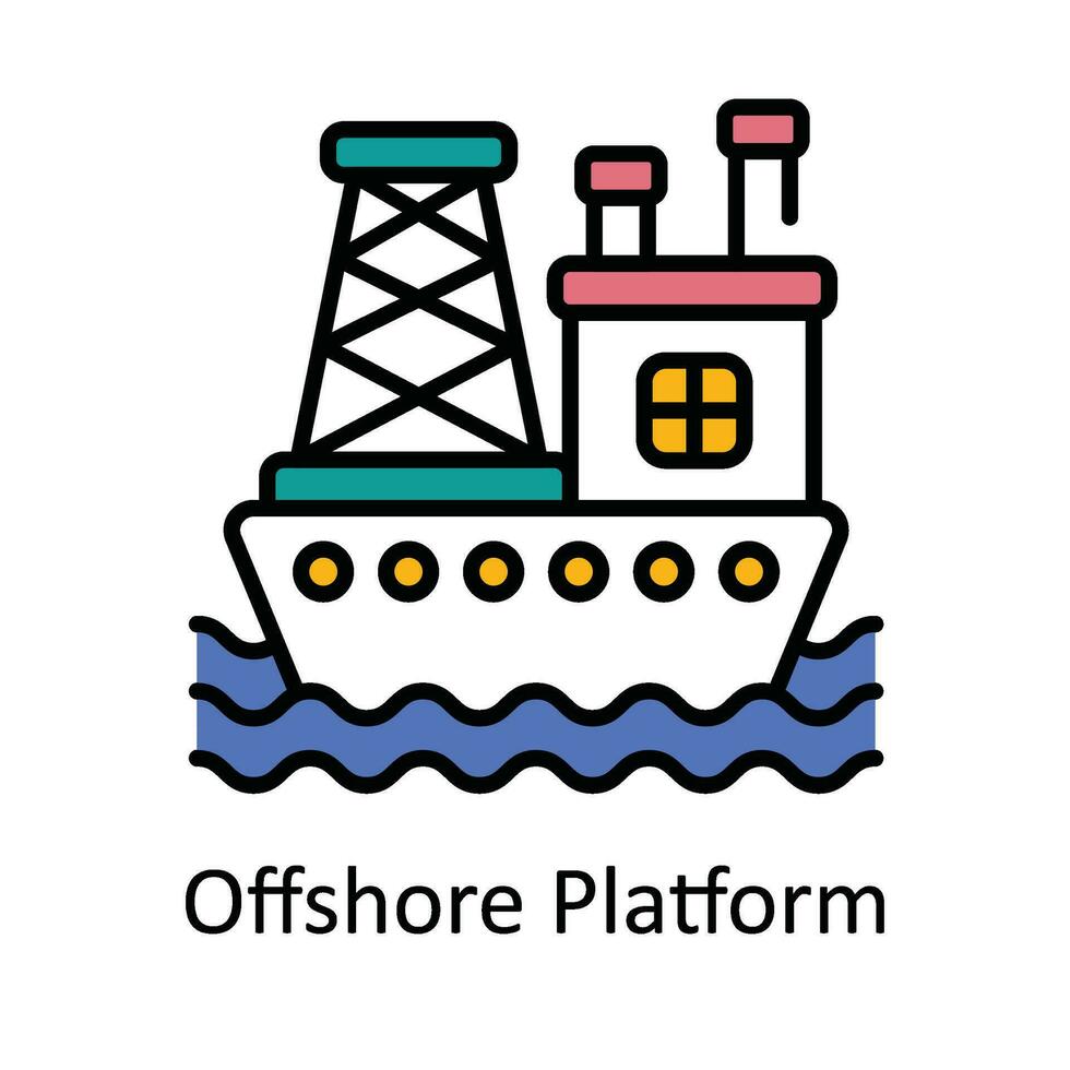 Offshore Platform Vector Fill outline Icon Design illustration. Smart Industries Symbol on White background EPS 10 File